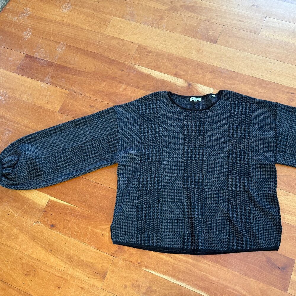 Max Stuido XL Knit Herringbone Balloon‑Sleeve Top